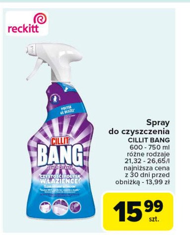 Spray do czyszczenia czystość i połysk w łazience Cillit bang promocja