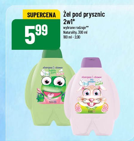 Żel pod prysznic 2w1 bubble gum NATURALITY promocja