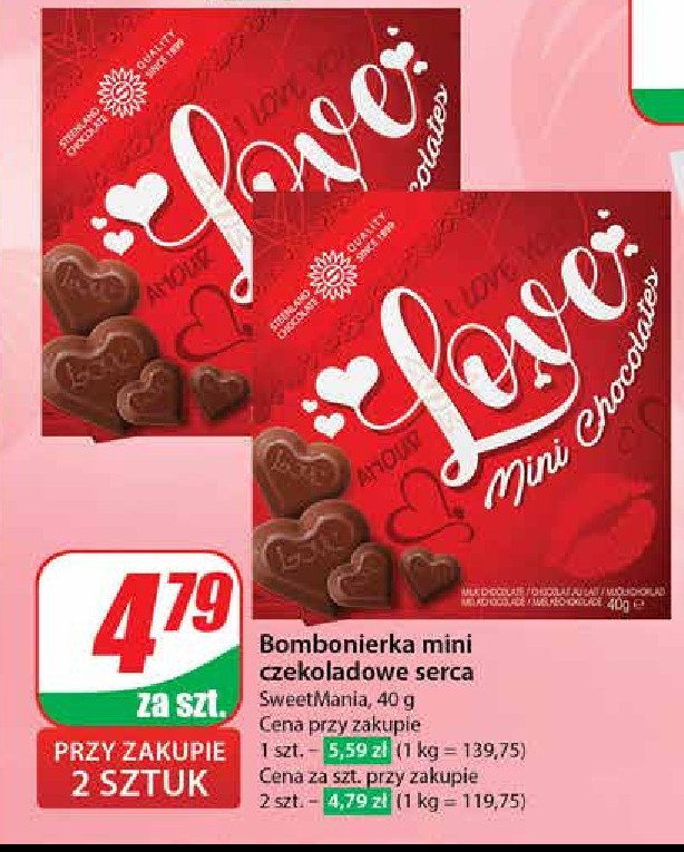 Bombonierka czekoladowe serca Sweetmania promocja w Dino