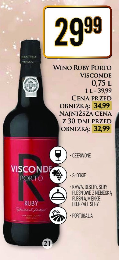 Wino Visconde porto ruby promocja
