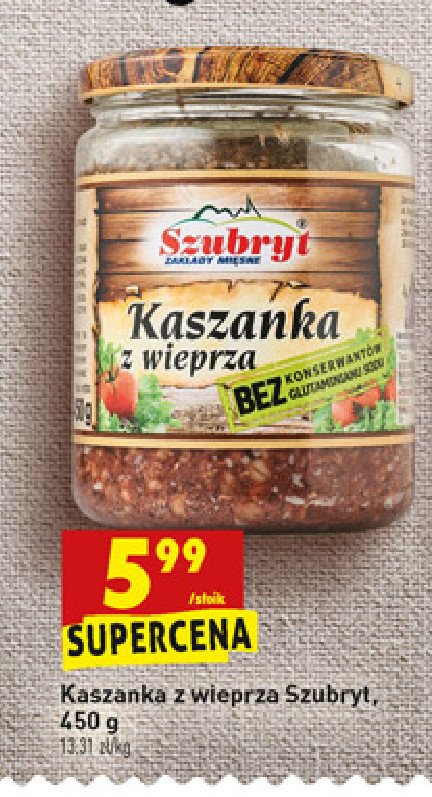 Kaszanka z wieprza Szubryt promocja