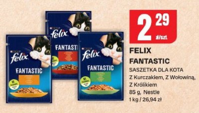 Saszetka dla kota Felix Fantastic z kurczakiem, z wołowiną, z królikiem promocja w Chorten