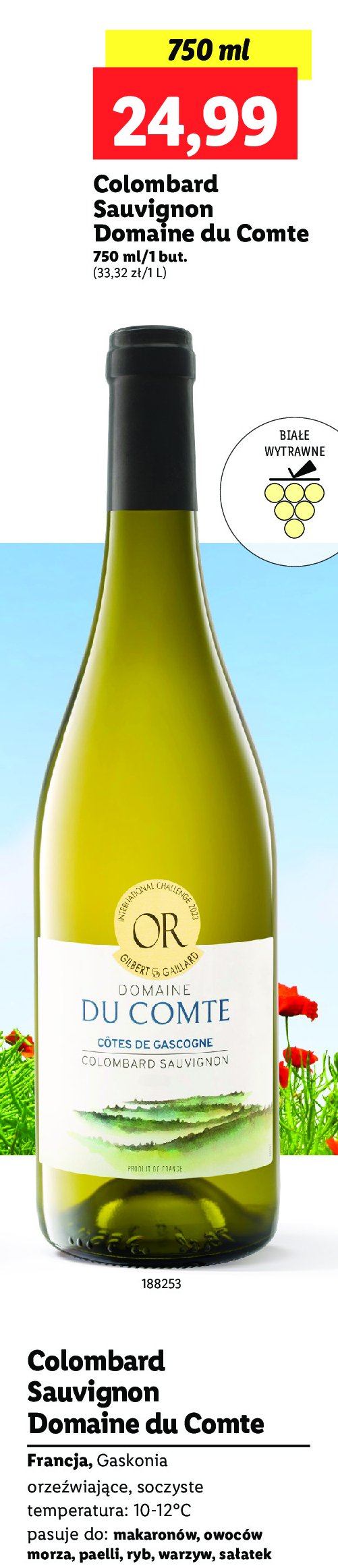 Wino Domaine du comte colombard sauvignon promocja