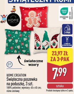 Poszewka na poduszkę świąteczna HOME CREATION, 3 szt. promocja w Aldi