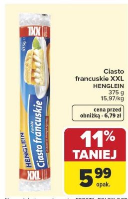 Ciasto francuskie XXL HENGLEIN 375 g promocja w Carrefour