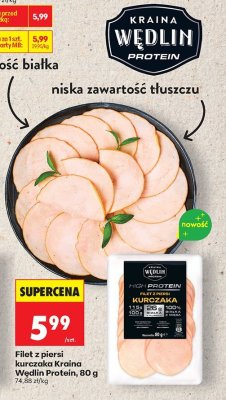 Filet z piersi kurczaka Kraina Wedlin Protein, 80 g promocja w Biedronka