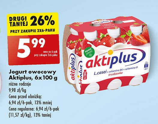 Napój probiotyczny truskawkowy Aktiplus promocja