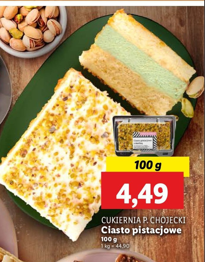 Ciasto pistacjowe Chojecki promocja w Lidl