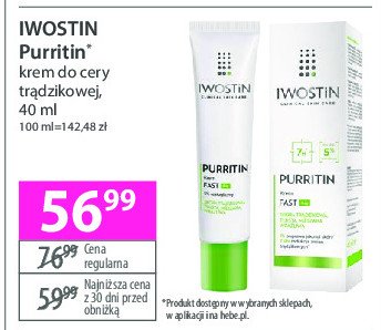 Aktywny krem eliminujacy niedoskonałości Iwostin purritin promocja