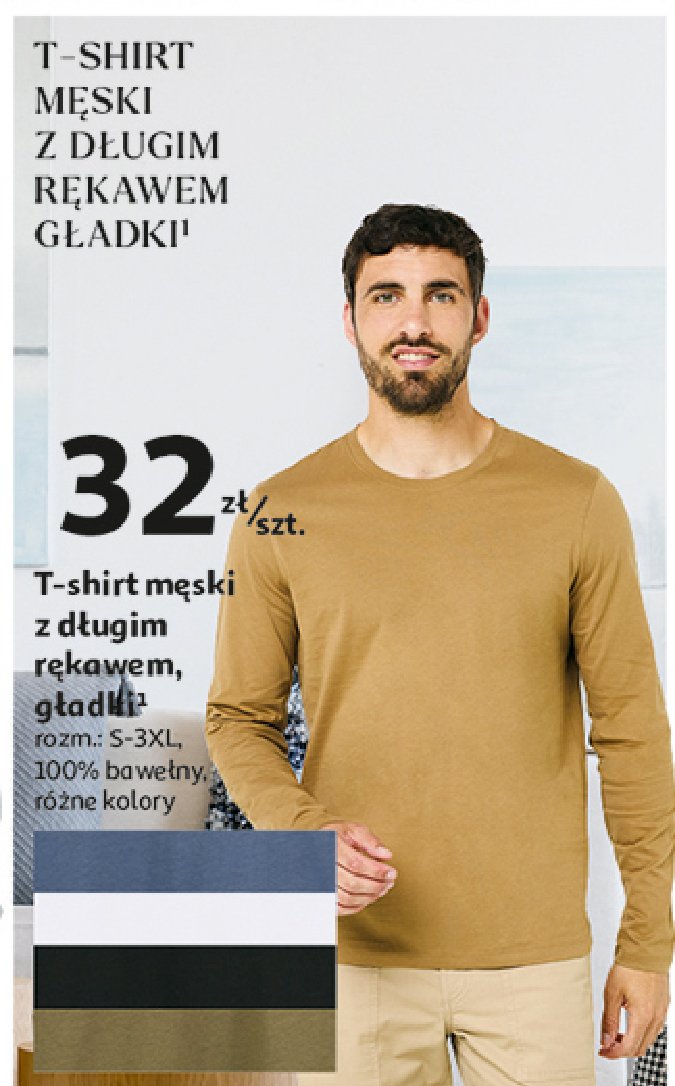 T-shirt męski z długim rękawem s-3xl Auchan inextenso promocja