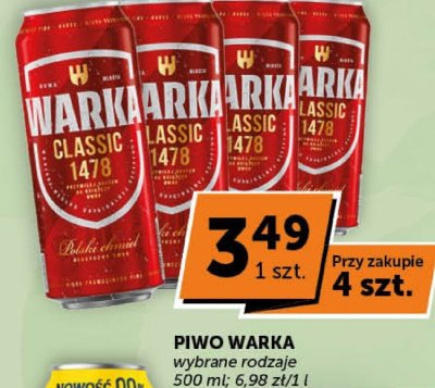 Piwo Warka Classic wybrane rodzaje promocja w Groszek