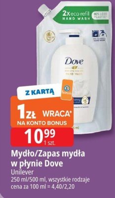Mydło/Zapas mydła w płynie Dove promocja w Leclerc