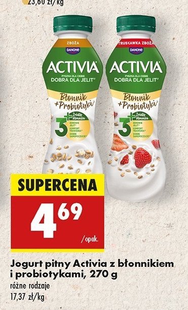Jogurt zboża błonnik + probiotyki Danone activia promocja w Biedronka