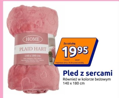 Pled z sercami 140x180 cm promocja w Action