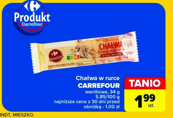 Chałwa o smaku waniliowym w ruruce waflowej Carrefour sensation promocja