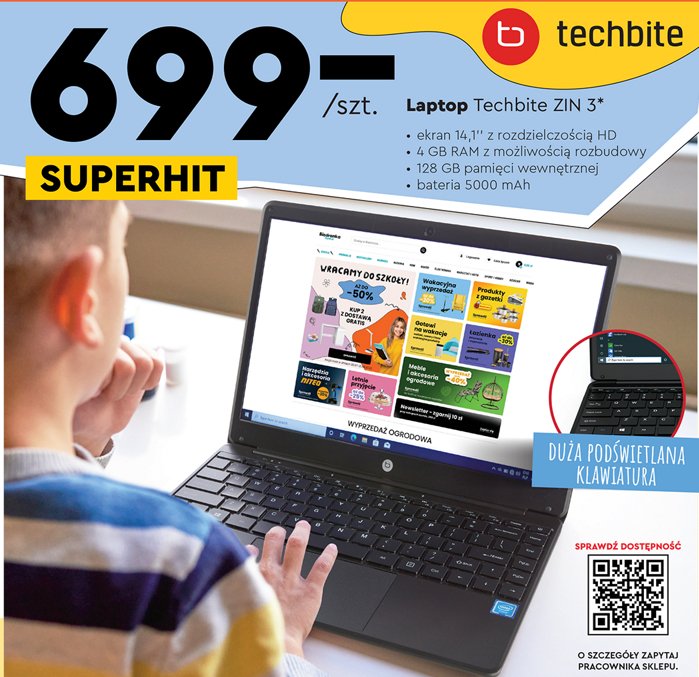 Laptop zin 3 TECHBITE promocja