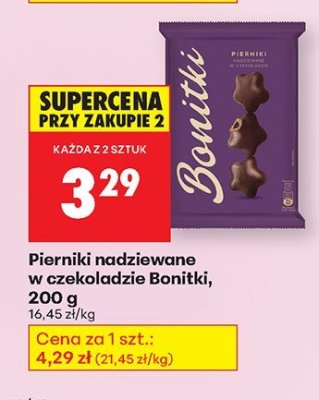 Pierniki nadziewane w czekoladzie Bonitki, 200 g promocja w Biedronka