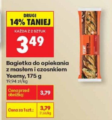 Bagietka do opiekania z masłem i czosnkiem 175 g promocja w Biedronka