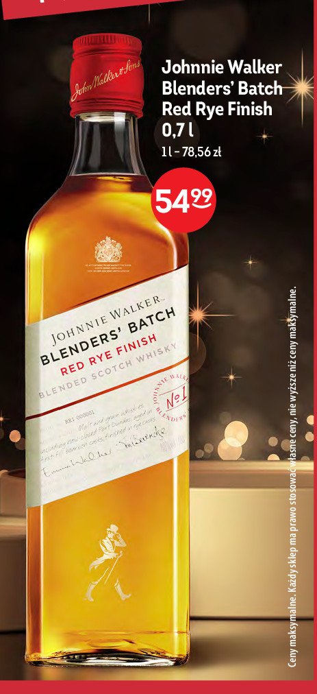 Whisky Johnnie walker blenders' batch red rye finish promocja