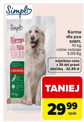 Karma dla psów SIMPL Adult z wołowiną promocja w Carrefour