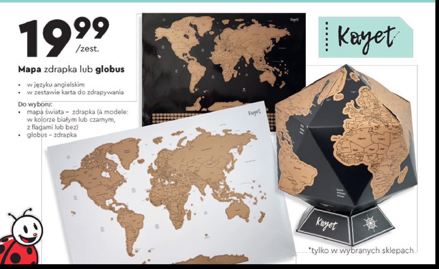 Mapa do zdrapywania świat z flagami czarna + kostka Kayet promocja