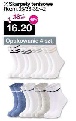 Skarpety tenisowe opakowanie 4 szt. Rozm. 35/38-39/42 promocja w Woolworth