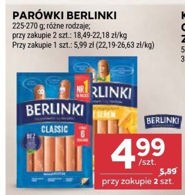 Parówki Berlinki różne rodzaje promocja w Stokrotka