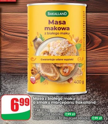 Masa z białego maku o smaku marcepanu Bakalland promocja w Dino