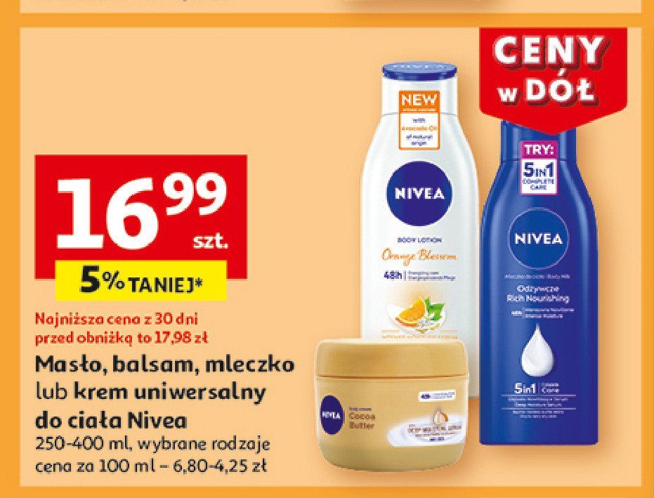 Balsam do ciała kwiat pomarańczy Nivea promocja w Auchan