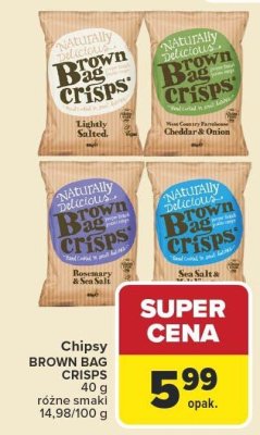 Chipsy BROWN BAG CRISPS Cheddar & Onion 40g promocja w Carrefour