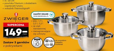 Zestaw 3 garnków z pokrywkami Zwieger promocja w Biedronka