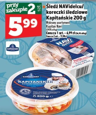 Śledź NAVidelcu / koreczki śledziowe Kapitańskie Kapitan Navi 200 g promocja w TOPAZ