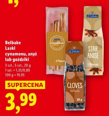 Laski cynamonu, anyż lub goździki Belbake promocja w Lidl
