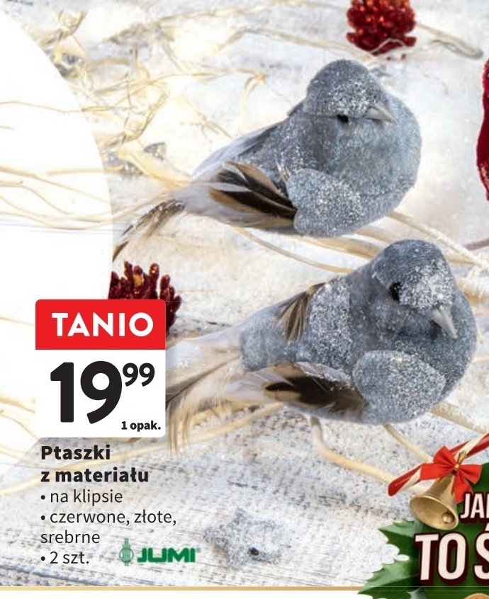 Ptaszki z materiału na klipsie srebrne Jumi promocja