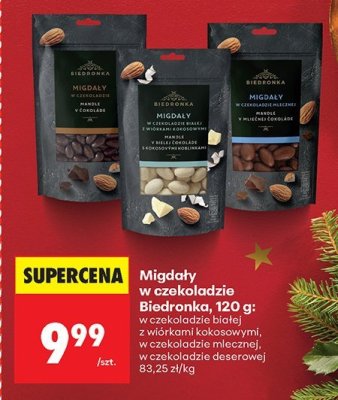 Migdały w czekoladzie 120 g: z wiórkami kokosowymi promocja w Biedronka