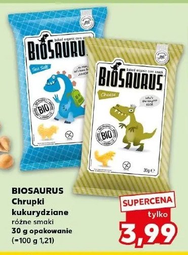 Chrupki kukurydziane bezglutenowe sól morska Biosaurus promocja