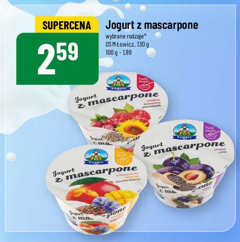 Jogurt mascarpone malina-żurawina-słonecznik Łowicz promocja