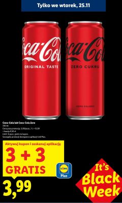 Napój Coca-Cola Original Taste 3+3 GRATIS promocja w Lidl