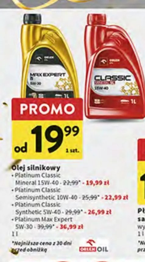 Olej syntetyczny expert 5w30 Orlen platinum max promocja