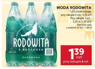 Woda Rodowita gazowana promocja w Stokrotka