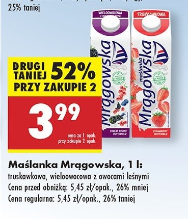 Maślanka truskawkowa Mlekpol mrągowska promocja w Biedronka
