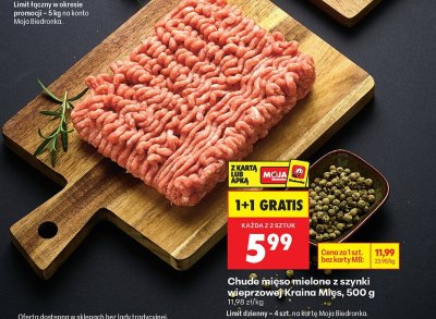 Chude mięso mielone z szynki wieprzowej Kraina Mięs, 500 g promocja w Biedronka