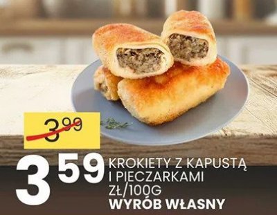 Krokiety z kapustą i pieczarkami wyrób własny promocja w Wafelek