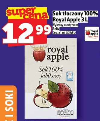 Sok tłoczony 100% Royal Apple 3 L promocja w TOPAZ