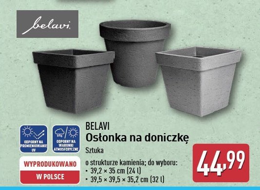 Osłonka na doniczkę 39.5 x 39.5 x 35.2 cm BELAVI promocja w Aldi
