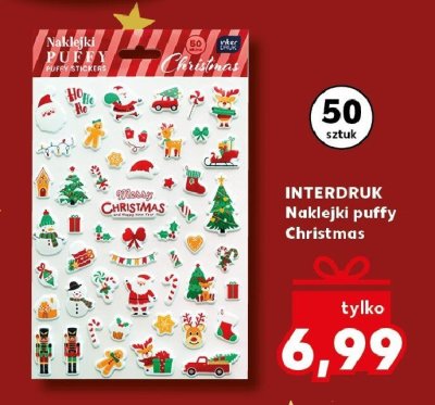 Naklejki puffy Christmas 50 sztuk promocja w Kaufland
