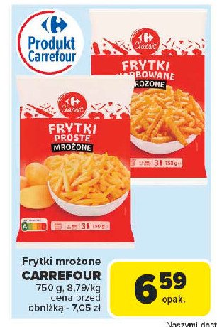Frytki proste Carrefour classic promocja