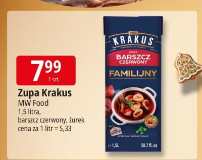 Zupa Krakus barszcz czerwony, żurek MW Food promocja w Leclerc