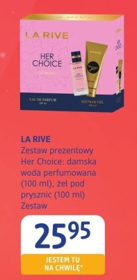 Zestaw prezentowy LA RIVE Her Choice damska woda perfumowana 100 ml, żel pod prysznic 100 ml promocja w Drogerie DM