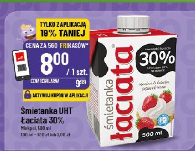Śmietanka UHT Łaciate 30% promocja w POLOmarket
